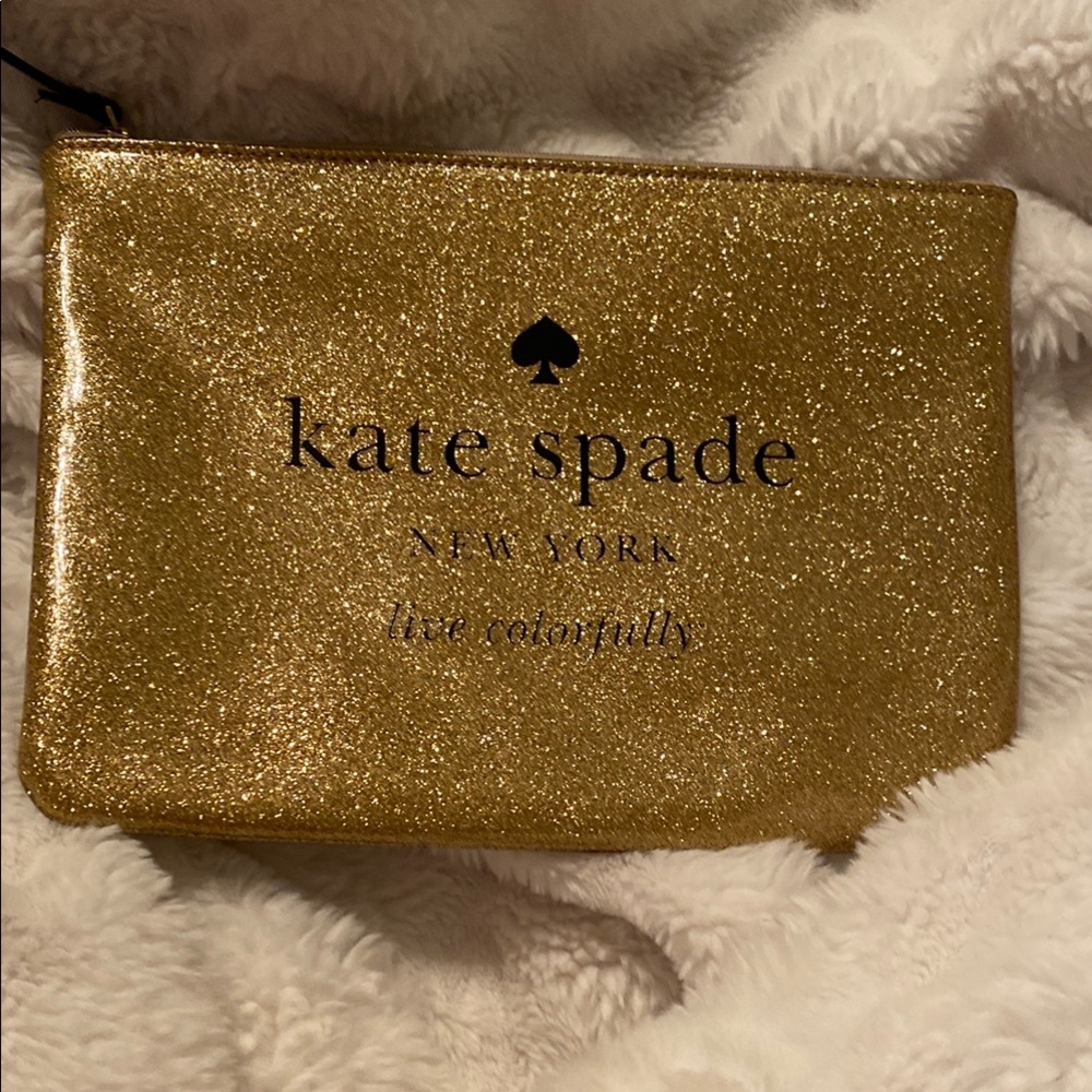 Kate Spade Gold Glitter Pouch